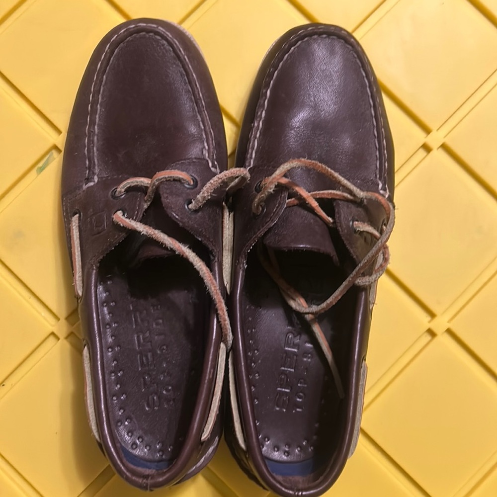 Sperry Men’s Authentic Boat Shoe Dark Brown Leather Top Sider. Size 7.5